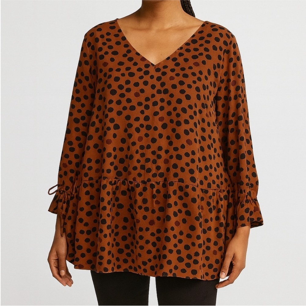 EVRI Size 2X Leopard Printed Bohemian Style Top